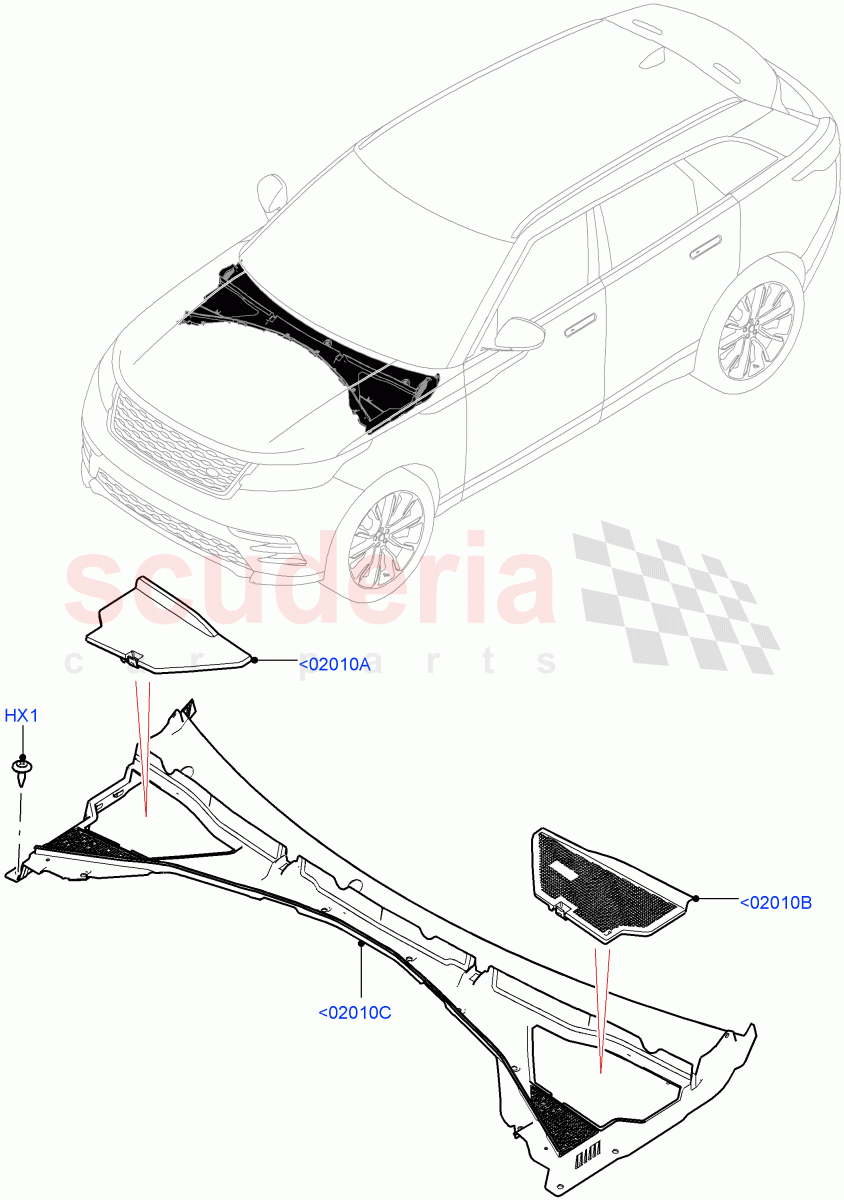 Cowl/Panel And Related Parts of Land Rover Land Rover Range Rover Velar (2017+) [3.0 Diesel 24V DOHC TC]