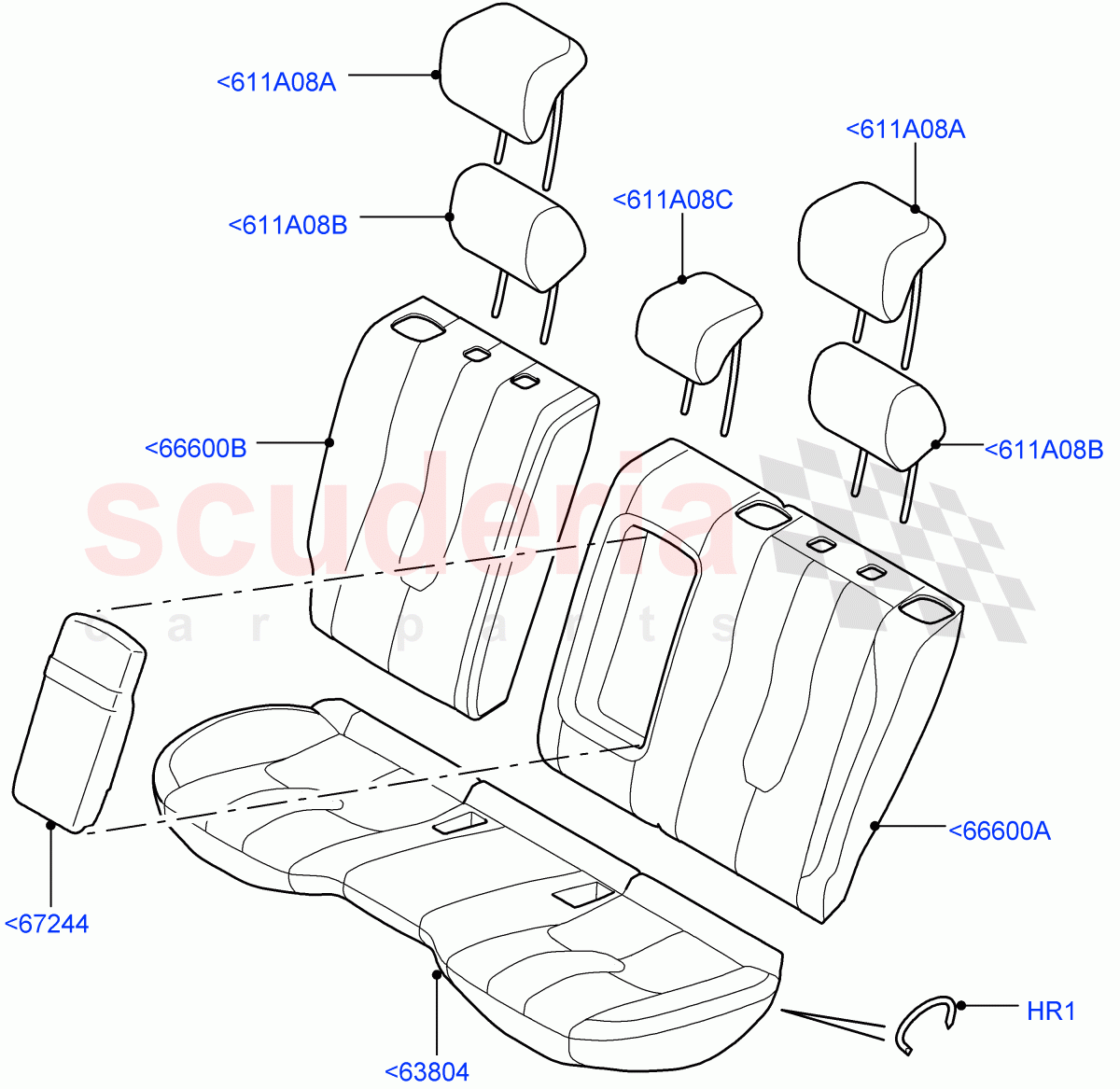 Rear Seat Covers(Windsor Leather,Halewood (UK),2nd Row Seat 60/40 (3 P) - Folding) of Land Rover Land Rover Range Rover Evoque (2012-2018) [2.2 Single Turbo Diesel]