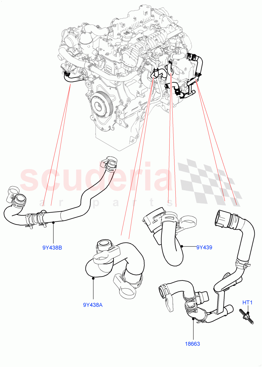 EGR Cooling System(2.0L I4 DSL HIGH DOHC AJ200,LEV 160,Euro Stage 4 Emissions)((V)FROMJA000001,(V)TOJA999999) of Land Rover Land Rover Discovery 5 (2017+) [2.0 Turbo Diesel]