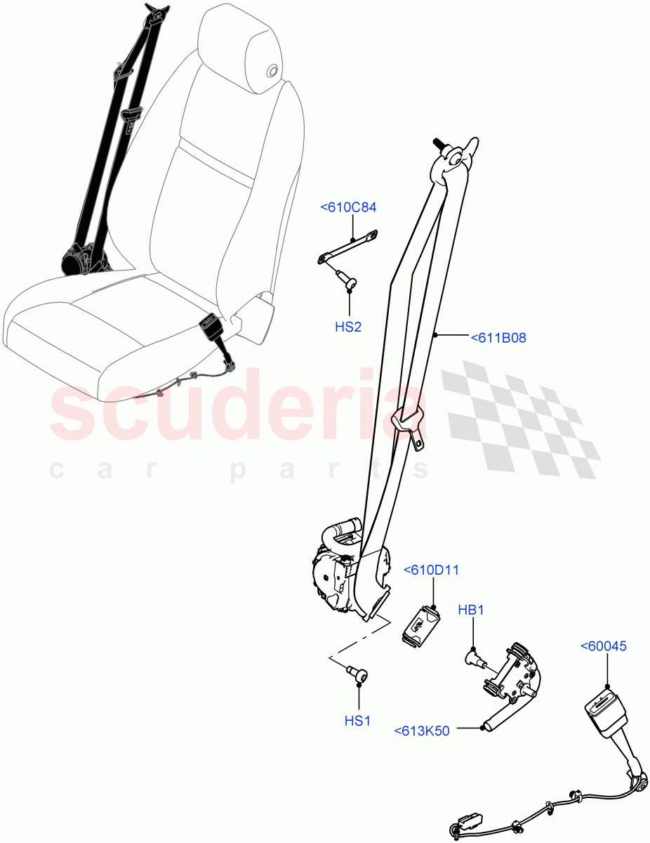 Front Seat Belts(Halewood (UK)) of Land Rover Land Rover Range Rover Evoque (2019+) [2.0 Turbo Diesel AJ21D4]