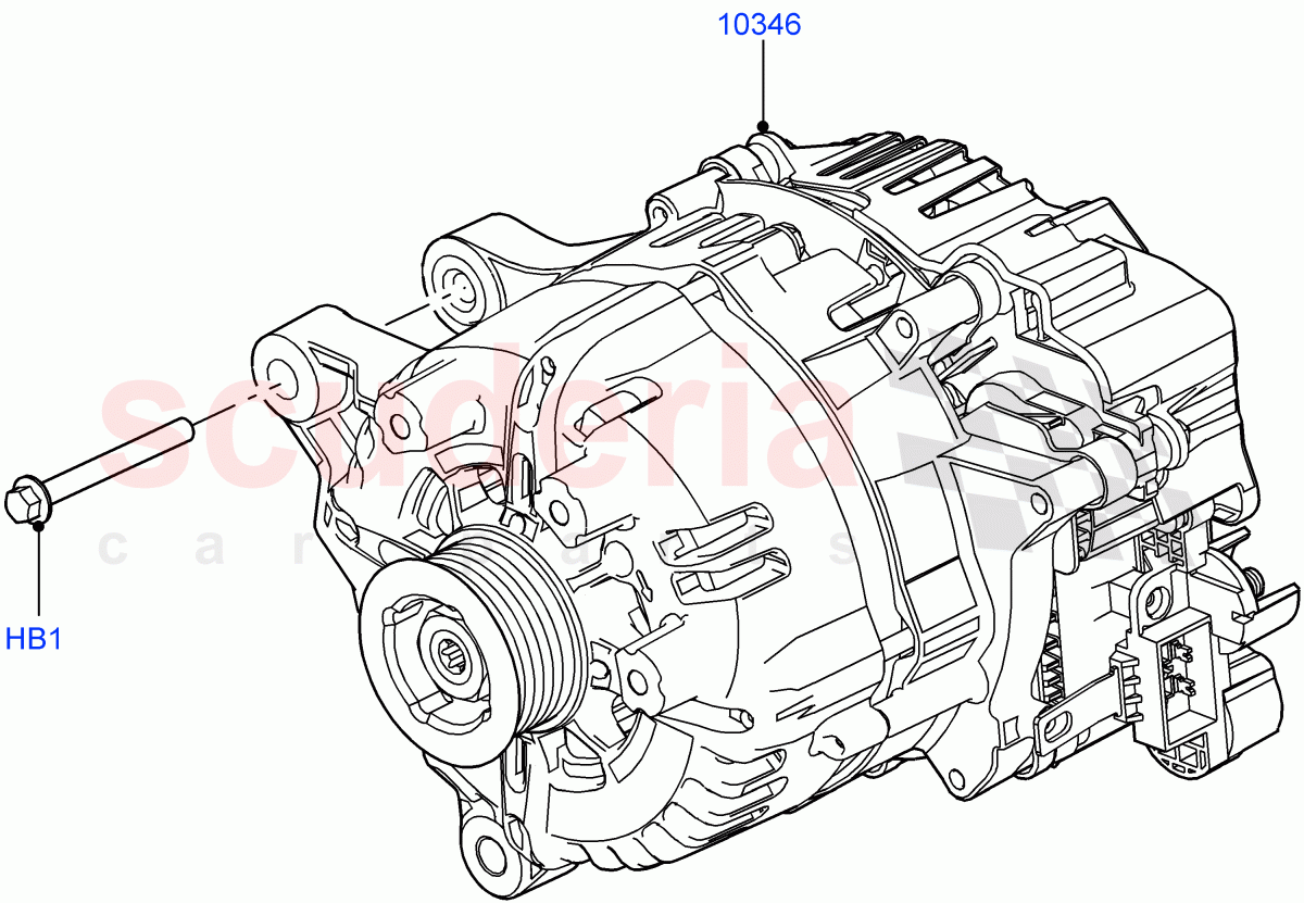 Alternator And Mountings(3.0L AJ20P6 Petrol PHEV)((V)FROMPA000001) of Land Rover Land Rover Range Rover (2022+) [4.4 V8 Turbo Petrol NC10]