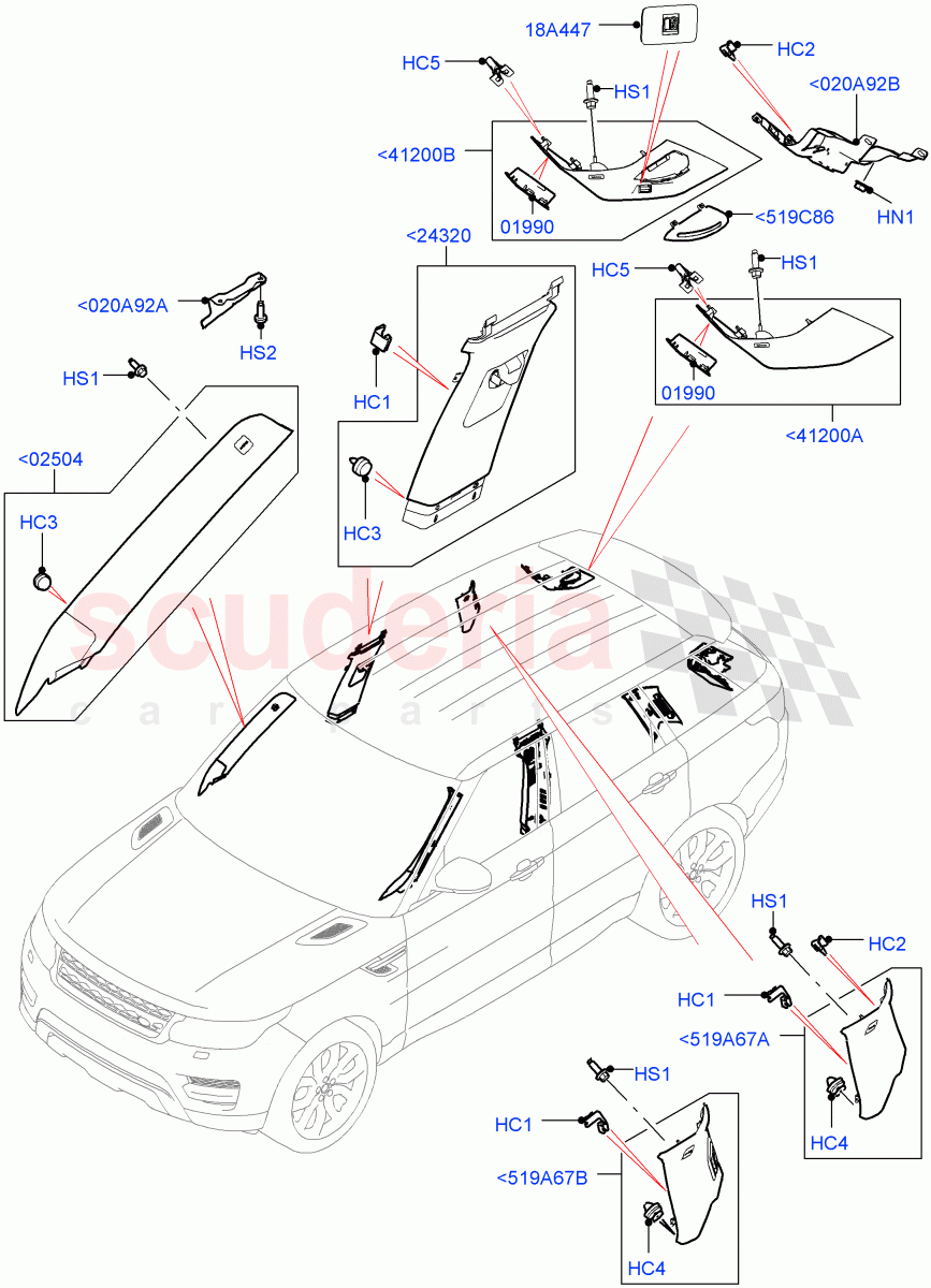 Side Trim (Upper, Front And Rear) of Land Rover Land Rover Range Rover Sport (2014+) [5.0 OHC SGDI SC V8 Petrol]