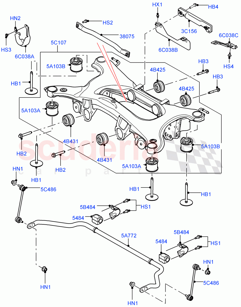 Rear Cross Member & Stabilizer Bar (Halewood (UK)) of Land Rover Land Rover Range Rover Evoque (2012-2018) [2.0 Turbo Petrol GTDI]