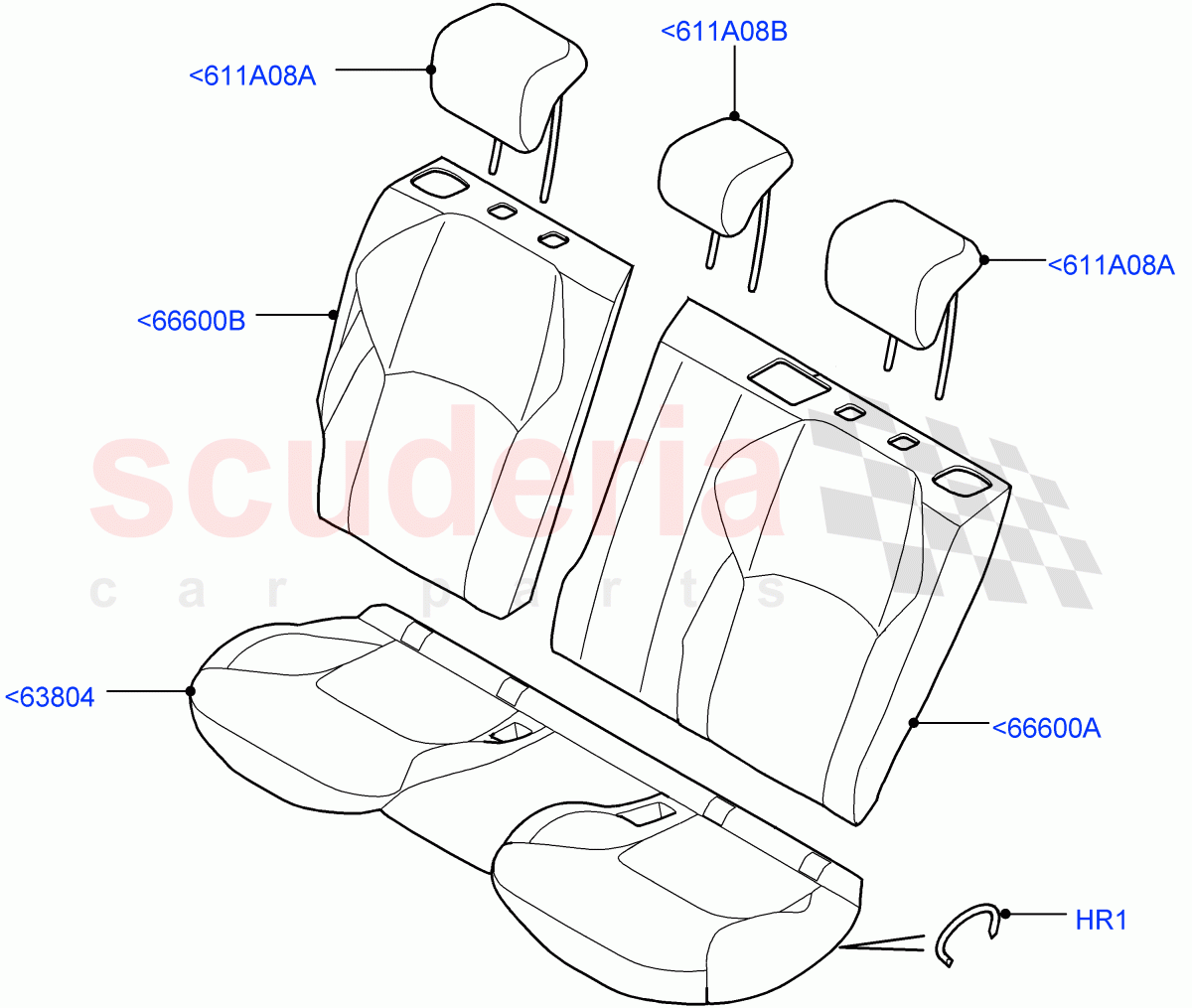 Rear Seat Covers (Grained Cloth, Itatiaia (Brazil)) ((V) FROMGT000001) of Land Rover Land Rover Range Rover Evoque (2012-2018) [2.0 Turbo Diesel]