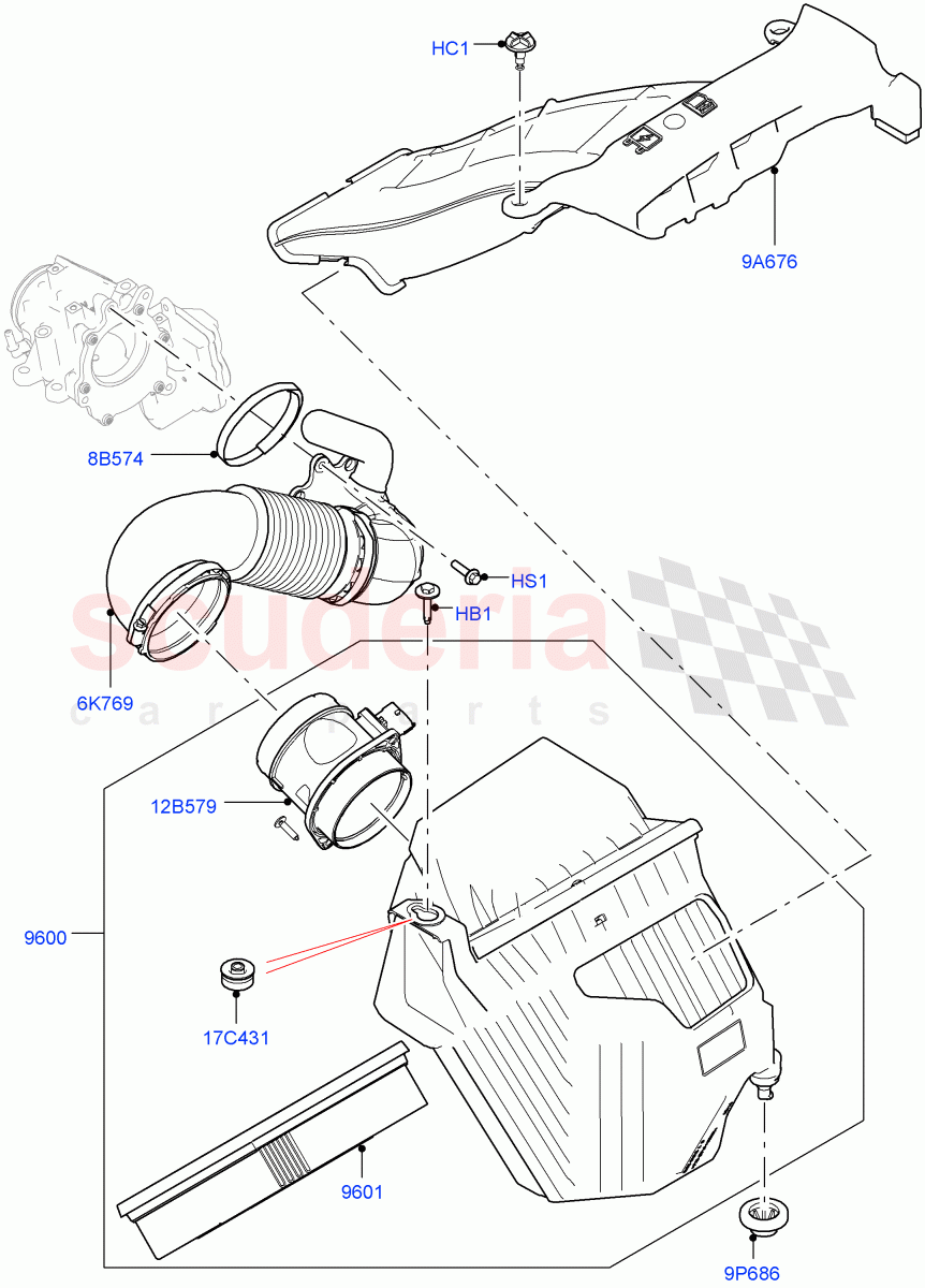 Air Cleaner (2.0L I4 DSL MID DOHC AJ200, Itatiaia (Brazil), 2.0L I4 DSL HIGH DOHC AJ200) ((V) FROMGT000001) of Land Rover Land Rover Discovery Sport (2015+) [2.0 Turbo Diesel]
