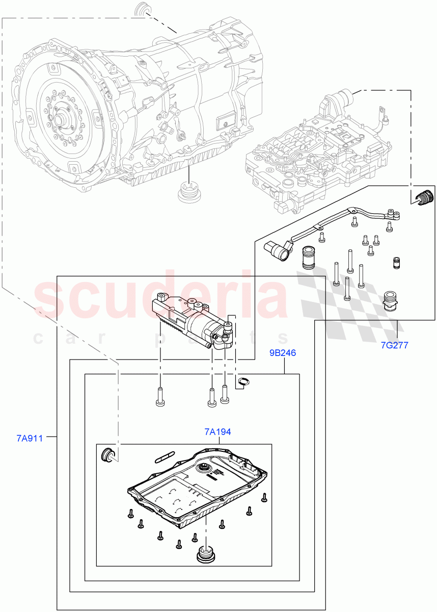 Valve Body - Main Control & Servo's(Electric Oil Pump)(3.0 V6 Diesel Electric Hybrid Eng,8 Speed Auto Trans ZF 8HP70 HEV 4WD,3.0 V6 D Gen2 Mono Turbo,3.0 V6 D Gen2 Twin Turbo)((V)FROMFA000001) of Land Rover Land Rover Range Rover Sport (2014+) [3.0 DOHC GDI SC V6 Petrol]