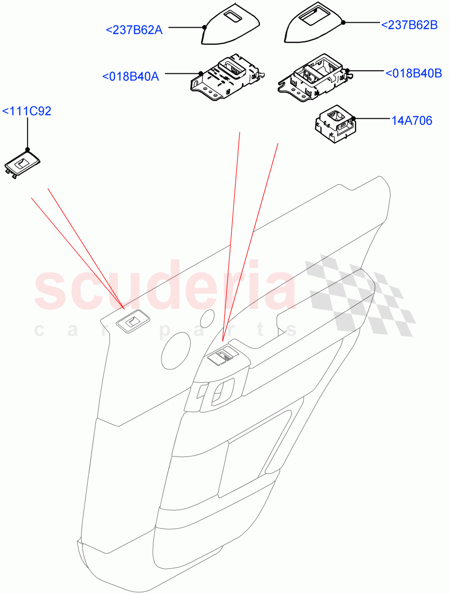 Rear Door Trim Installation(For Switches)(Version - Core,Non SVR) of Land Rover Land Rover Range Rover Sport (2014+) [3.0 Diesel 24V DOHC TC]