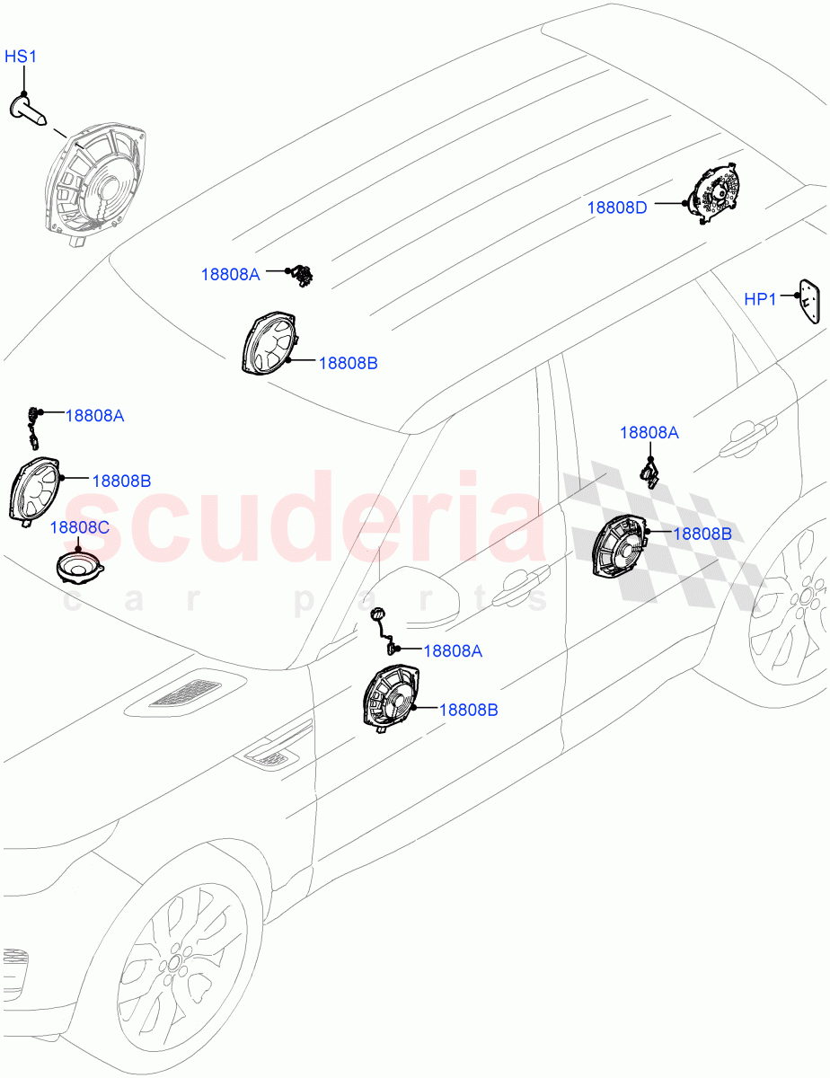 Speakers(Low Line Audio System - 400W,Midline Sound System) of Land Rover Land Rover Range Rover Sport (2014+) [3.0 I6 Turbo Diesel AJ20D6]