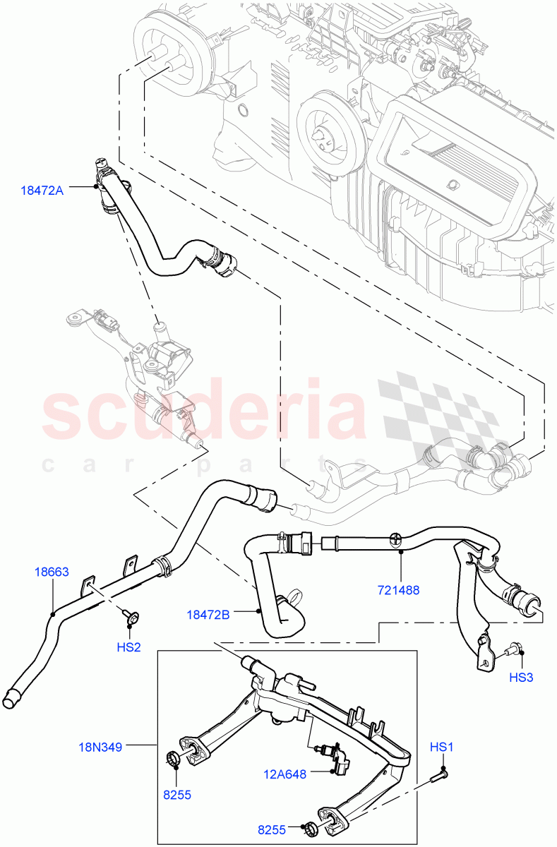 Heater Hoses(Nitra Plant Build)(3.0L DOHC GDI SC V6 PETROL,Electric Auxiliary Coolant Pump,Less Heater,With Fresh Air Heater)((V)FROMK2000001) of Land Rover Land Rover Discovery 5 (2017+) [3.0 I6 Turbo Diesel AJ20D6]