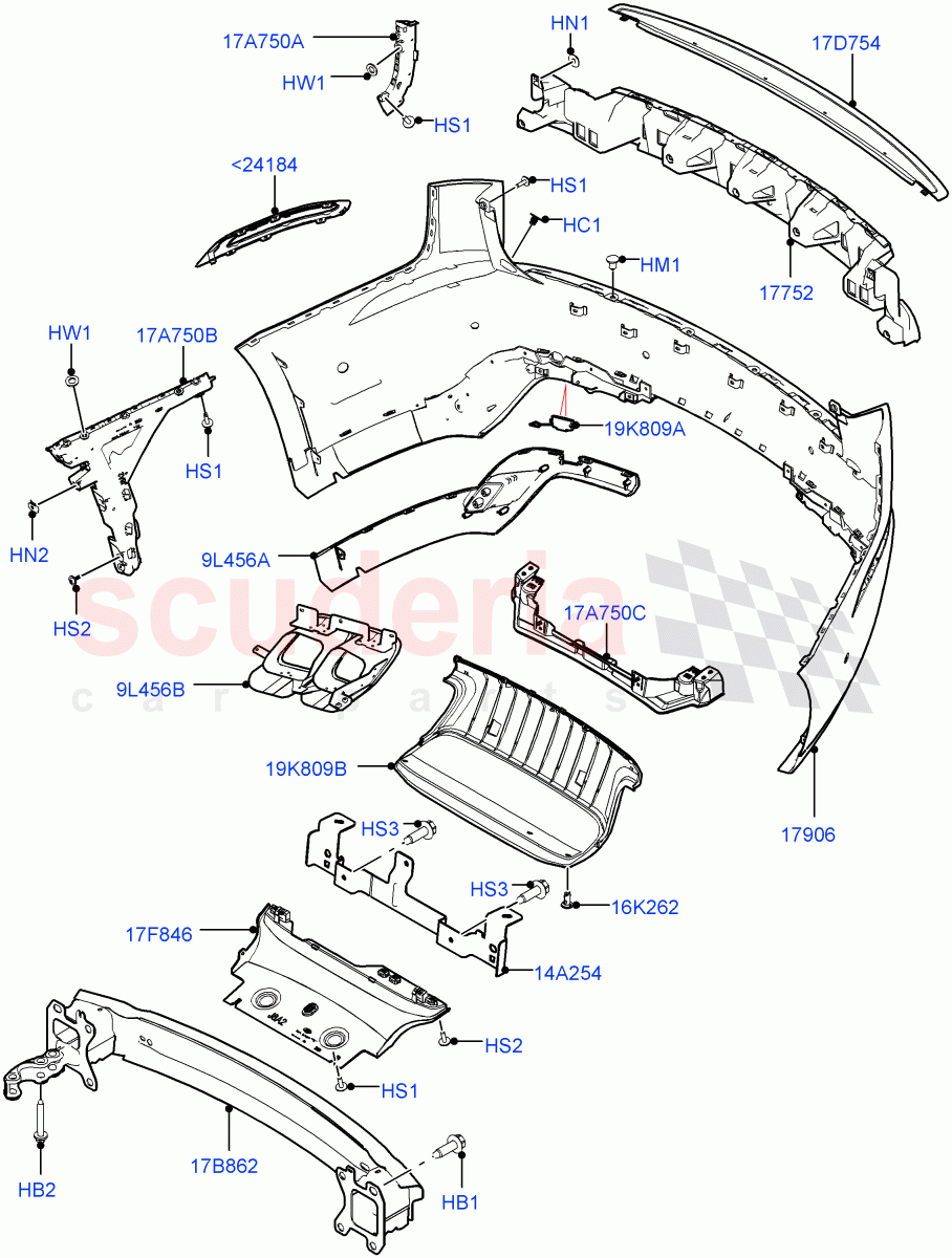 Rear Bumper(5.0L P AJ133 DOHC CDA S/C Enhanced,Limited Package)((V)FROMKA000001) of Land Rover Land Rover Range Rover Velar (2017+) [2.0 Turbo Diesel]