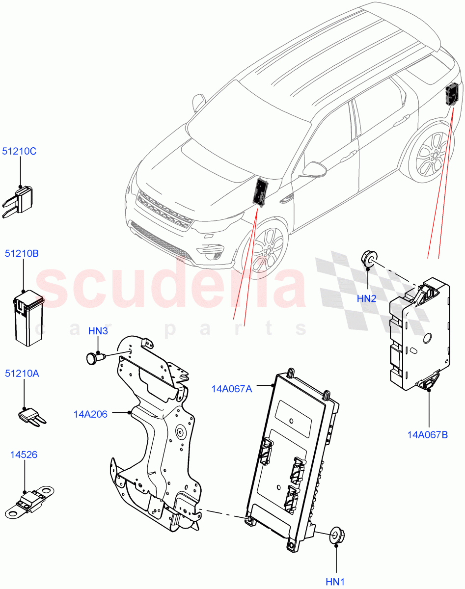 Fuses, Holders And Circuit Breakers(Changsu (China))((V)FROMFG000001,(V)TOKG446856) of Land Rover Land Rover Discovery Sport (2015+) [1.5 I3 Turbo Petrol AJ20P3]