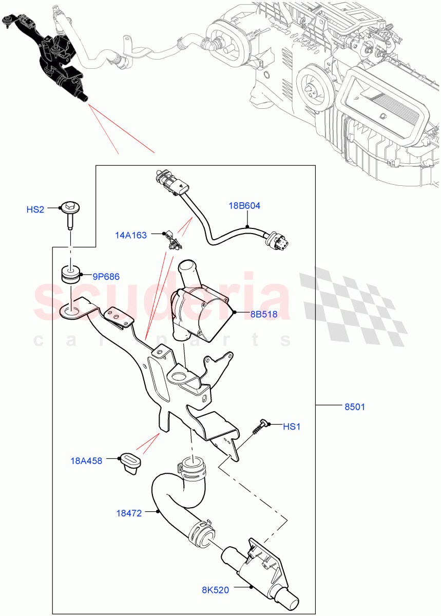Auxiliary Circulation Coolant Pump (Nitra Plant Build) (3.0 V6 D Gen2 Mono Turbo, Electric Auxiliary Coolant Pump, 3.0 V6 D Low MT ROW, 3.0L DOHC GDI SC V6 PETROL) ((V) FROMK2000001, (V) TOL2999999) of Land Rover Land Rover Discovery 5 (2017+) [2.0 Turbo Diesel]