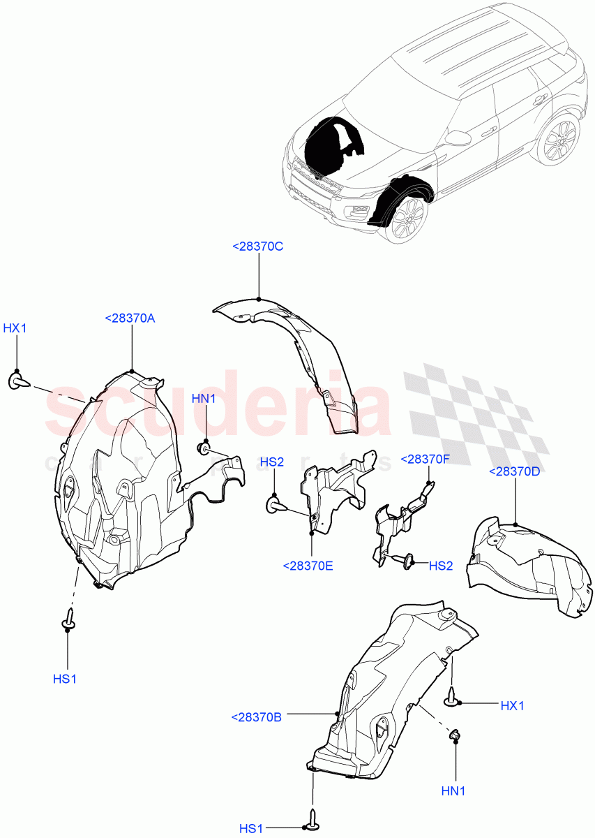 Front Panels, Aprons & Side Members(Wheelhouse)(Changsu (China))((V)FROMEG000001) of Land Rover Land Rover Range Rover Evoque (2012-2018) [2.0 Turbo Petrol AJ200P]