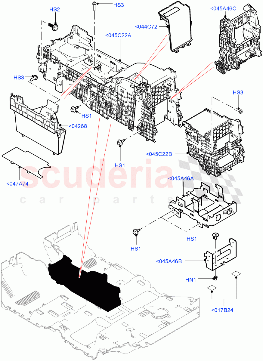 Console - Floor(For Carrier Assy, Internal Components, Front)(Long Wheelbase)((V)FROMEA000001) of Land Rover Land Rover Range Rover (2012-2021) [3.0 I6 Turbo Petrol AJ20P6]