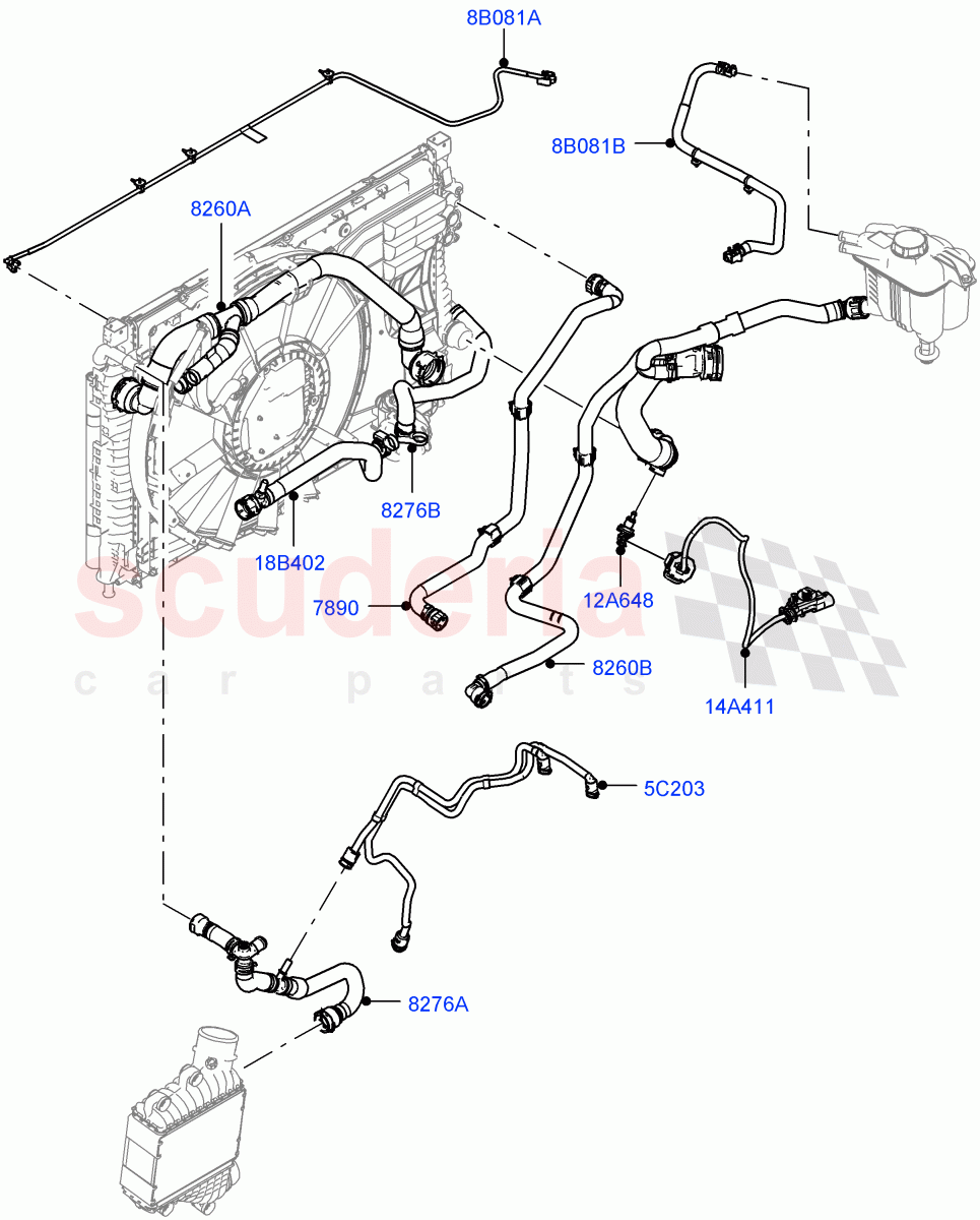 Cooling System Pipes And Hoses(2.0L AJ20D4 Diesel High PTA,9 Speed Auto Trans 9HP50,Halewood (UK)) of Land Rover Land Rover Discovery Sport (2015+) [2.0 Turbo Diesel]