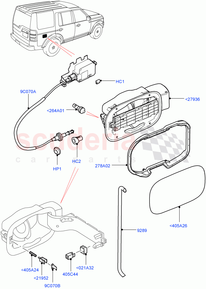 Fuel Tank Filler Door And Controls ((V) FROMAA000001) of Land Rover Land Rover Discovery 4 (2010-2016) [3.0 DOHC GDI SC V6 Petrol]