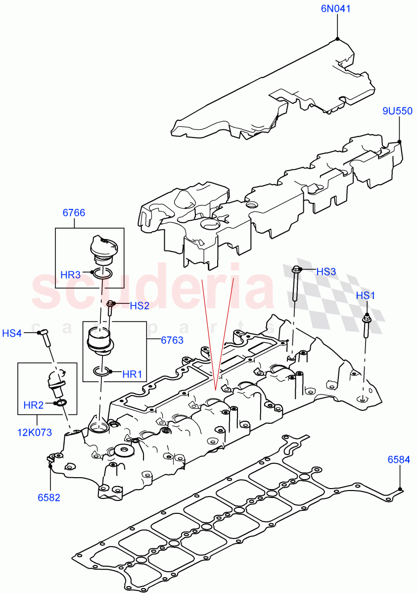 Cylinder Head Cover(3.0L AJ20D6 Diesel High)((V)FROMLA000001) of Land Rover Land Rover Range Rover Velar (2017+) [3.0 I6 Turbo Diesel AJ20D6]