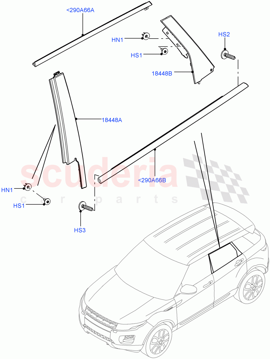 Rear Doors, Hinges & Weatherstrips(Finishers)(5 Door,Itatiaia (Brazil))((V)FROMGT000001) of Land Rover Land Rover Range Rover Evoque (2012-2018) [2.0 Turbo Petrol AJ200P]