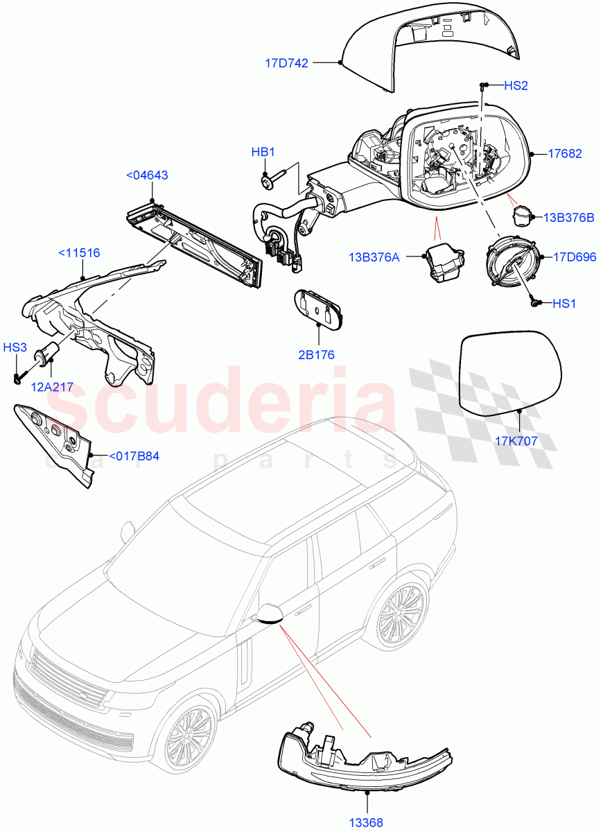 Exterior Rear View Mirror of Land Rover Land Rover Range Rover (2022+) [3.0 I6 Turbo Diesel AJ20D6]