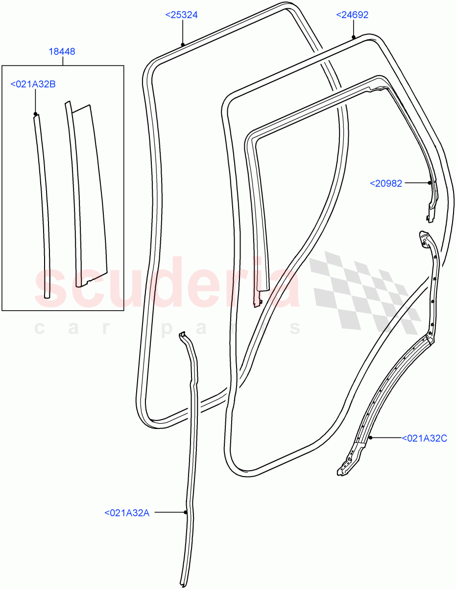 Rear Doors, Hinges & Weatherstrips(Finisher And Seals)((V)TO9A999999) of Land Rover Land Rover Range Rover Sport (2005-2009) [4.2 Petrol V8 Supercharged]