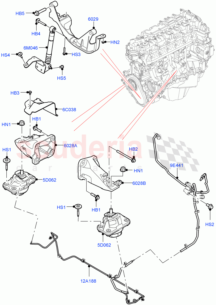 Engine Mounting(3.0L AJ20D6 Diesel High)((V)FROMLA000001) of Land Rover Land Rover Range Rover Sport (2014+) [3.0 Diesel 24V DOHC TC]