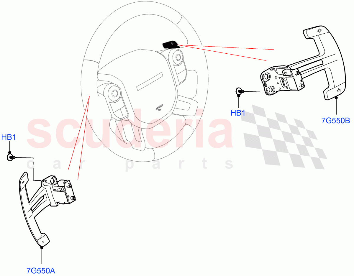 Gear Change-Automatic Transmission(Steering Wheel, Nitra Plant Build)(5.0 Petrol AJ133 DOHC CDA,8 Speed Auto Trans ZF 8HP70 4WD)((V)FROMM2000001) of Land Rover Land Rover Defender (2020+) [5.0 OHC SGDI SC V8 Petrol]