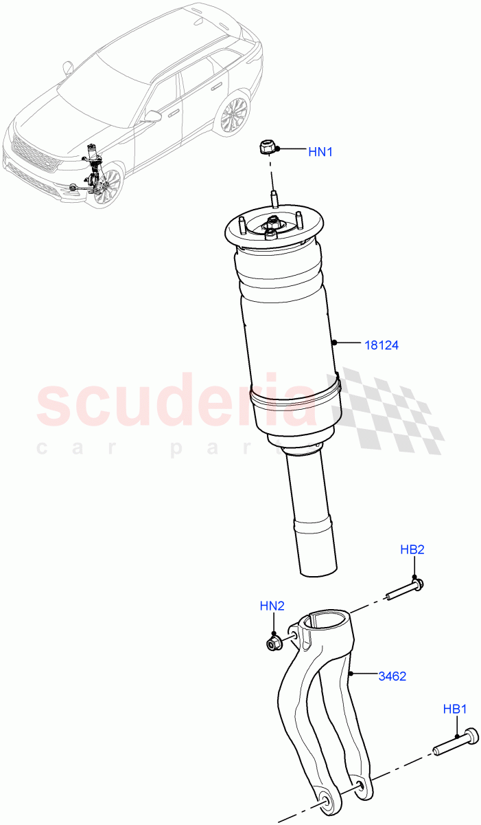 Front Suspension Struts And Springs (With Four Corner Air Suspension, With Performance Suspension) of Land Rover Land Rover Range Rover Velar (2017+) [3.0 I6 Turbo Petrol AJ20P6]