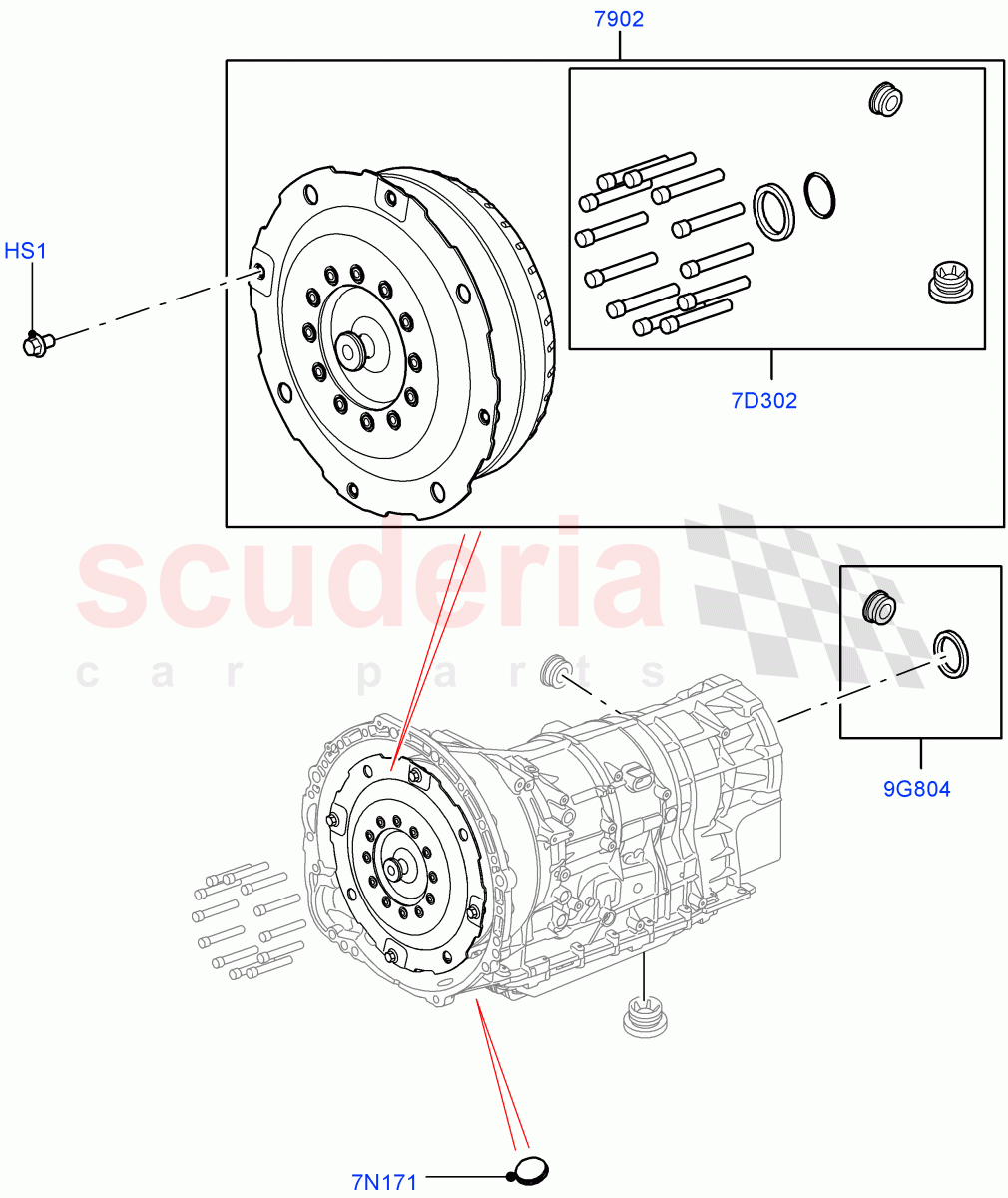 Converter(3.0L AJ20P6 Petrol High,8 Speed Auto Trans ZF 8HP76,4.4L DOHC DITC V8 Diesel,3.0L AJ20D6 Diesel High)((V)FROMKA000001) of Land Rover Land Rover Range Rover Velar (2017+) [2.0 Turbo Diesel AJ21D4]