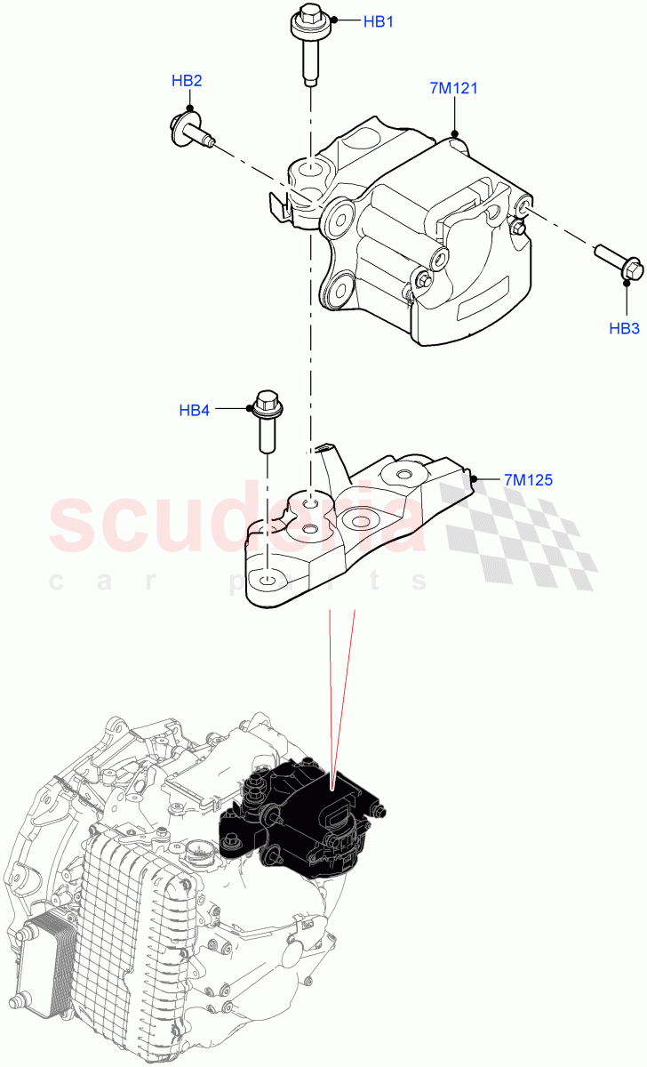 Transmission Mounting(2.0L AJ21D4 Diesel Mid,9 Speed Auto Trans 9HP50,Itatiaia (Brazil)) of Land Rover Land Rover Range Rover Evoque (2019+) [2.0 Turbo Diesel AJ21D4]