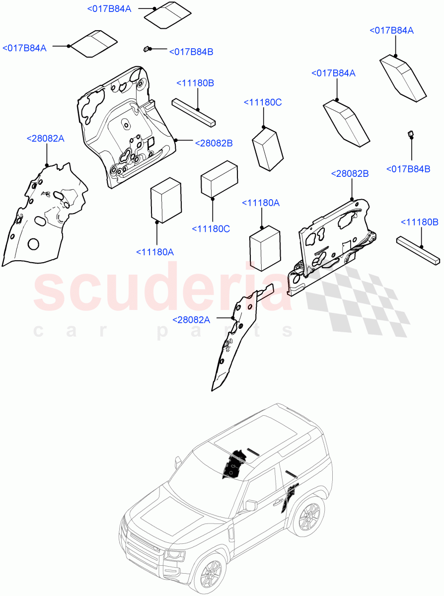 Insulators - Rear(Luggage Compartment)(Short Wheelbase) of Land Rover Land Rover Defender (2020+) [3.0 I6 Turbo Petrol AJ20P6]