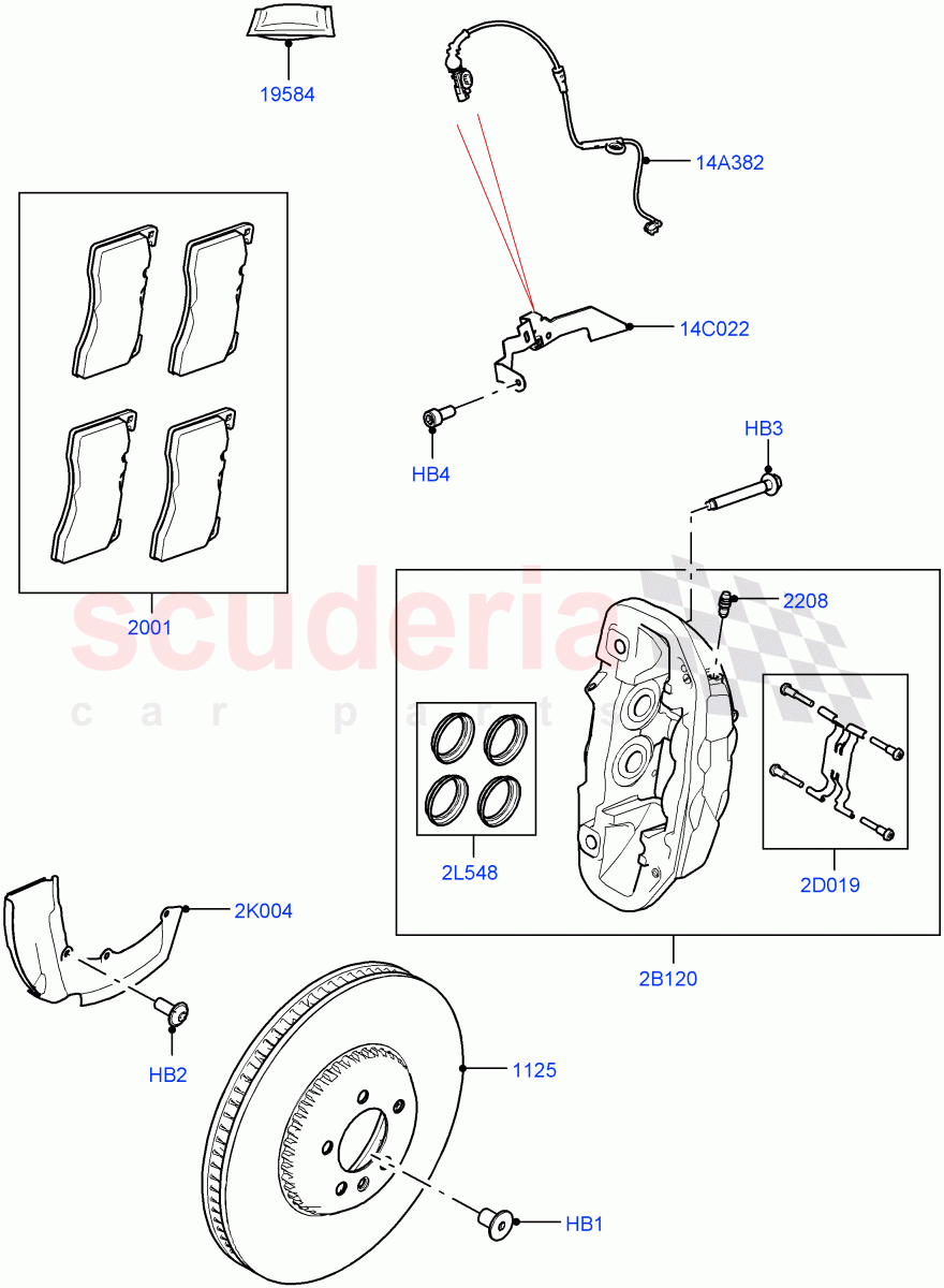 Front Brake Discs And Calipers (Disc And Caliper Size-Frt 19/RR 19) of Land Rover Land Rover Range Rover (2022+) [3.0 I6 Turbo Diesel AJ20D6]