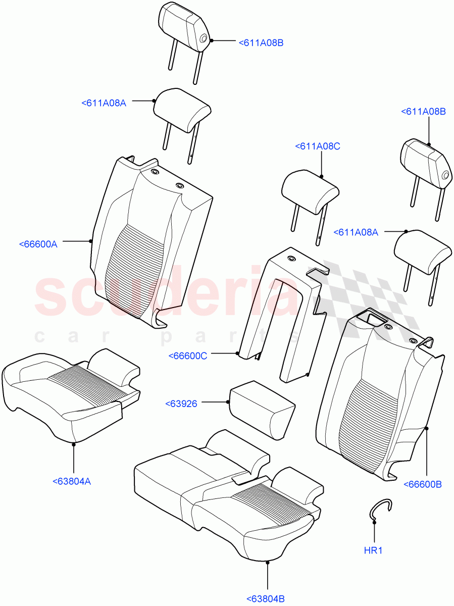 Rear Seat Covers(Miko/PVC,Halewood (UK),60/40 Load Through With Slide)((V)FROMLH000001) of Land Rover Land Rover Discovery Sport (2015+) [1.5 I3 Turbo Petrol AJ20P3]