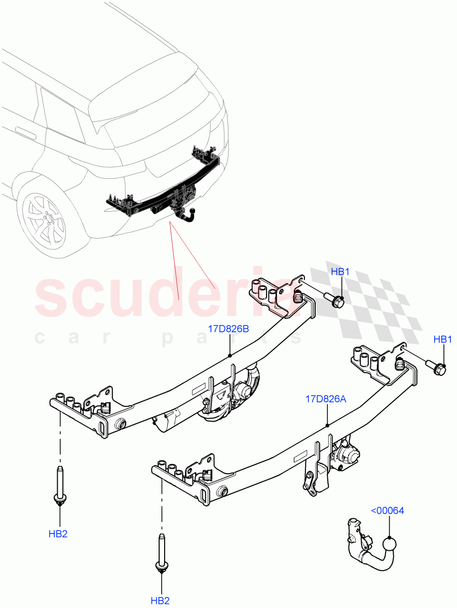 Tow Bar(Itatiaia (Brazil),Tow Hitch Elec Deployable Swan Neck,Tow Hitch Man Detachable Swan Neck) of Land Rover Land Rover Range Rover Evoque (2019+) [2.0 Turbo Petrol AJ200P]