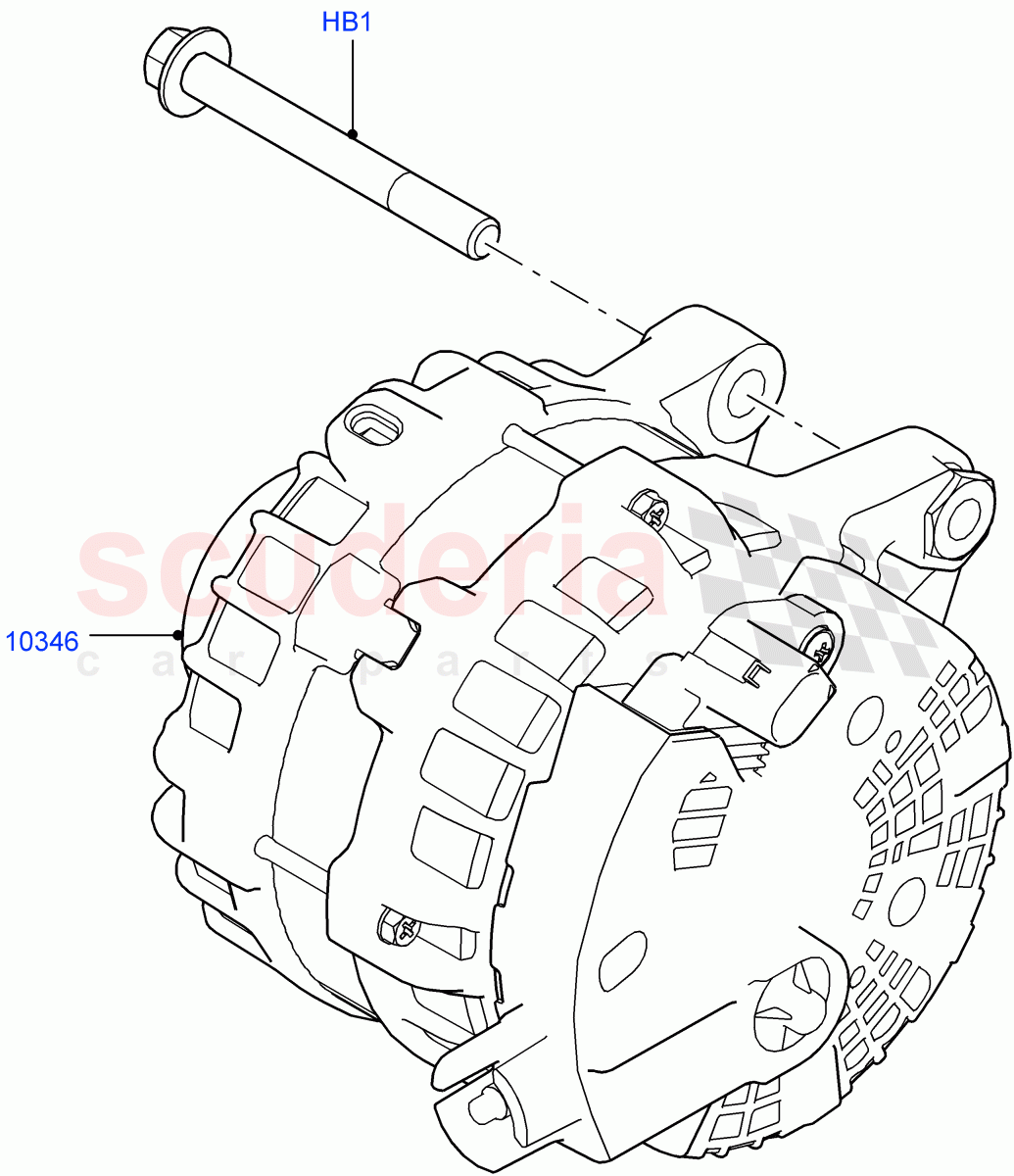 Alternator And Mountings(3.0L AJ20D6 Diesel High,Less Electric Engine Battery,2.0L I4 High DOHC AJ200 Petrol,2.0L I4 DSL HIGH DOHC AJ200)((V)FROMHA000001) of Land Rover Land Rover Range Rover Sport (2014+) [2.0 Turbo Diesel]