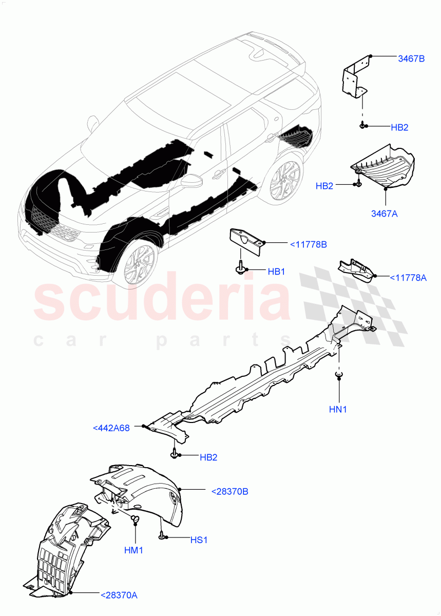 Front Panels, Aprons & Side Members(Solihull Plant Build, Wheelhouse)((V)FROMHA000001) of Land Rover Land Rover Discovery 5 (2017+) [3.0 DOHC GDI SC V6 Petrol]