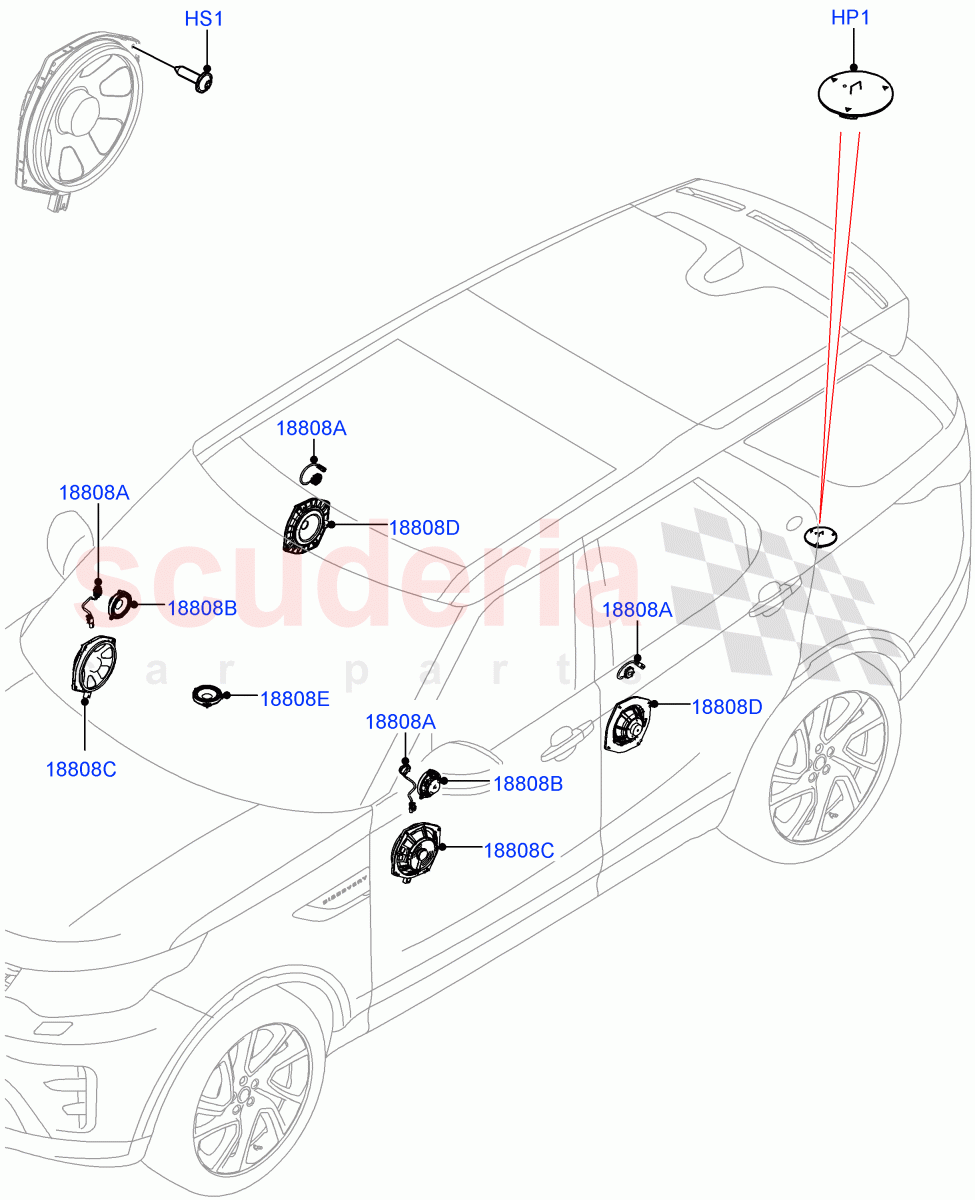 Speakers(Nitra Plant Build)(Midline Sound System)((V)FROMK2000001) of Land Rover Land Rover Discovery 5 (2017+) [3.0 Diesel 24V DOHC TC]