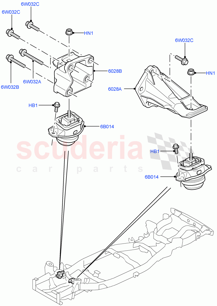 Engine Mounting(Lion Diesel 2.7 V6 (140KW))((V)TO9A999999) of Land Rover Land Rover Range Rover Sport (2005-2009) [4.2 Petrol V8 Supercharged]