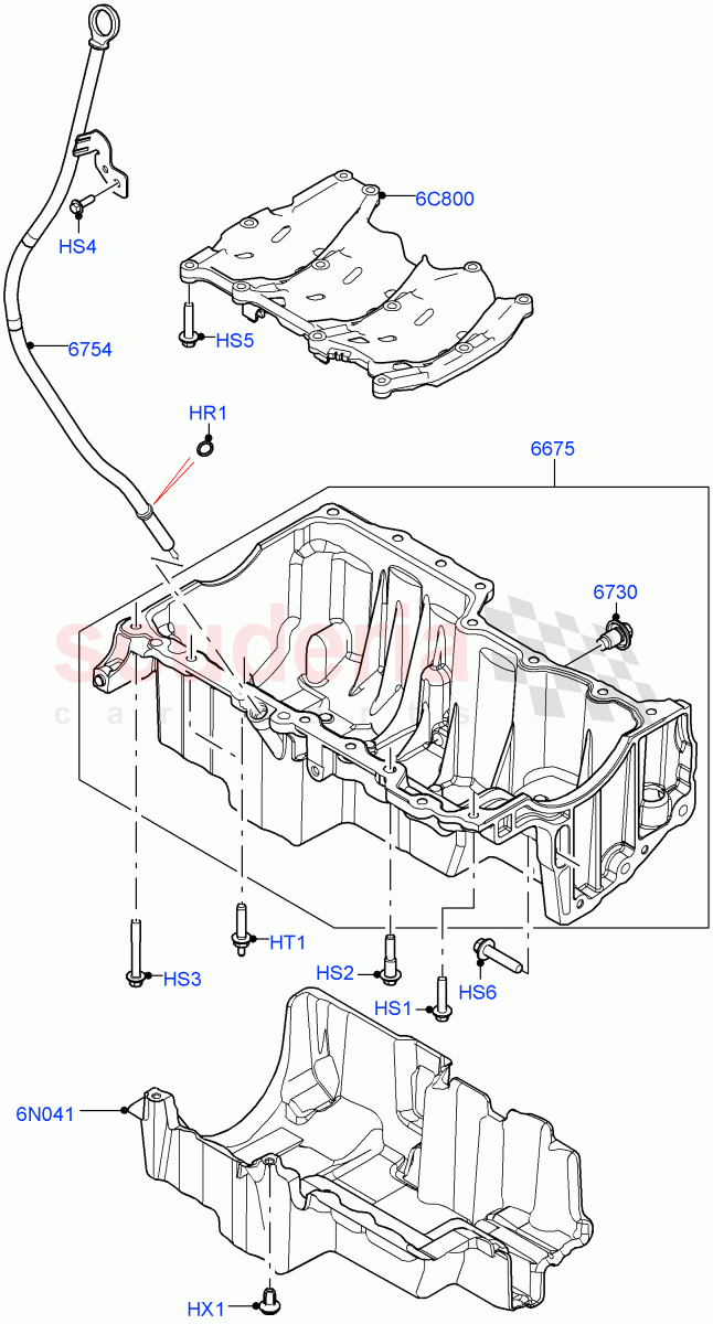 Oil Pan/Oil Level Indicator(2.0L I4 DSL HIGH DOHC AJ200,Halewood (UK),2.0L I4 DSL MID DOHC AJ200) of Land Rover Land Rover Discovery Sport (2015+) [2.0 Turbo Diesel]