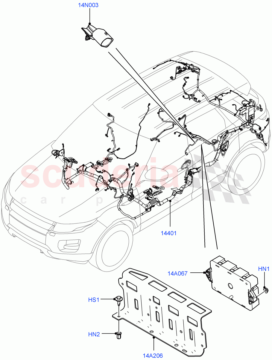 Electrical Wiring - Engine And Dash (Main Harness) (5 Door, Halewood (UK)) ((V) TOFH999999) of Land Rover Land Rover Range Rover Evoque (2012-2018) [2.0 Turbo Petrol AJ200P]
