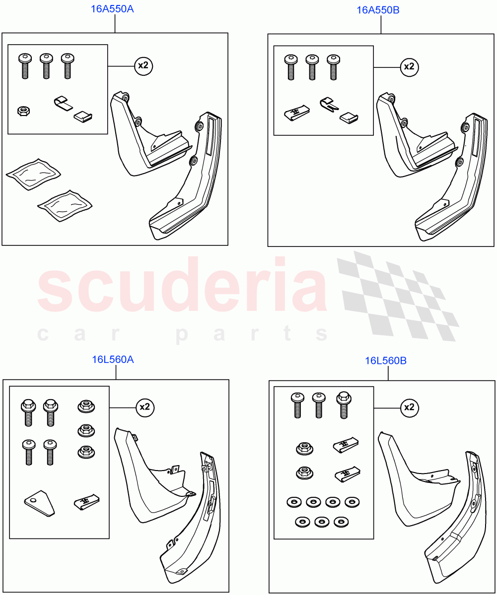 Mudflaps - Front & Rear(Accessory)(Halewood (UK),Itatiaia (Brazil)) of Land Rover Land Rover Range Rover Evoque (2012-2018) [2.0 Turbo Petrol GTDI]