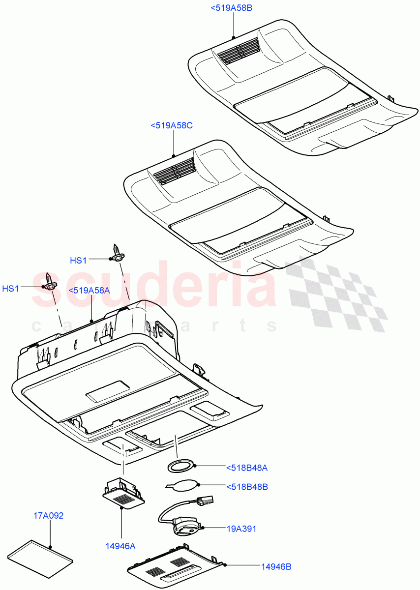 Console - Overhead(Less Armoured)((V)FROMAA000001) of Land Rover Land Rover Range Rover (2010-2012) [5.0 OHC SGDI SC V8 Petrol]