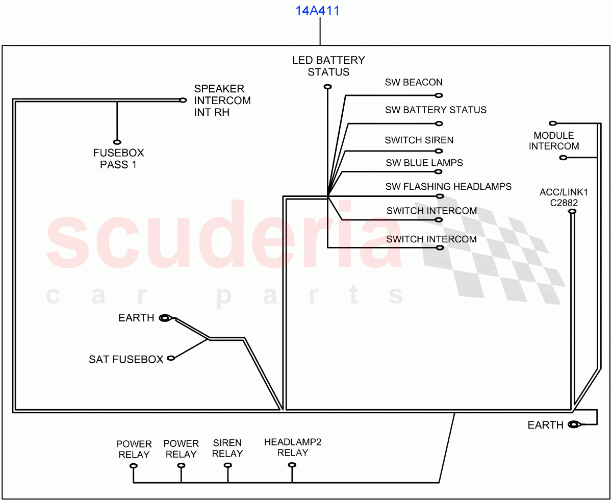 Electrical Wiring - Body And Rear(Audio/Visual Indicators)(With B6 Level Armouring)((V)FROMAA000001) of Land Rover Land Rover Discovery 4 (2010-2016) [3.0 Diesel 24V DOHC TC]