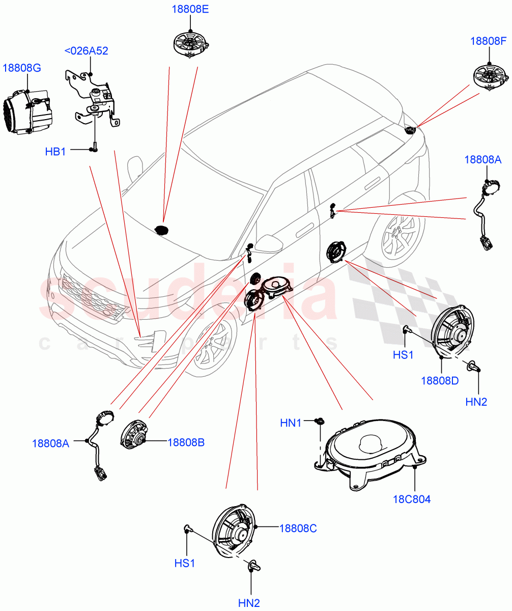 Speakers(Halewood (UK),Premium Audio 1280 W) of Land Rover Land Rover Range Rover Evoque (2019+) [2.0 Turbo Petrol AJ200P]