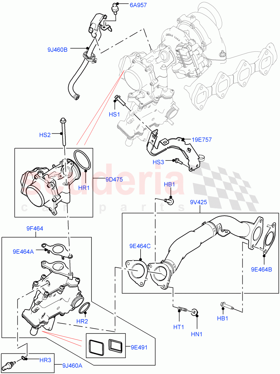 Exhaust Gas Recirculation(Solihull Plant Build, RH Side)(2.0L I4 DSL MID DOHC AJ200,2.0L I4 DSL HIGH DOHC AJ200)((V)FROMHA000001) of Land Rover Land Rover Discovery 5 (2017+) [2.0 Turbo Diesel]