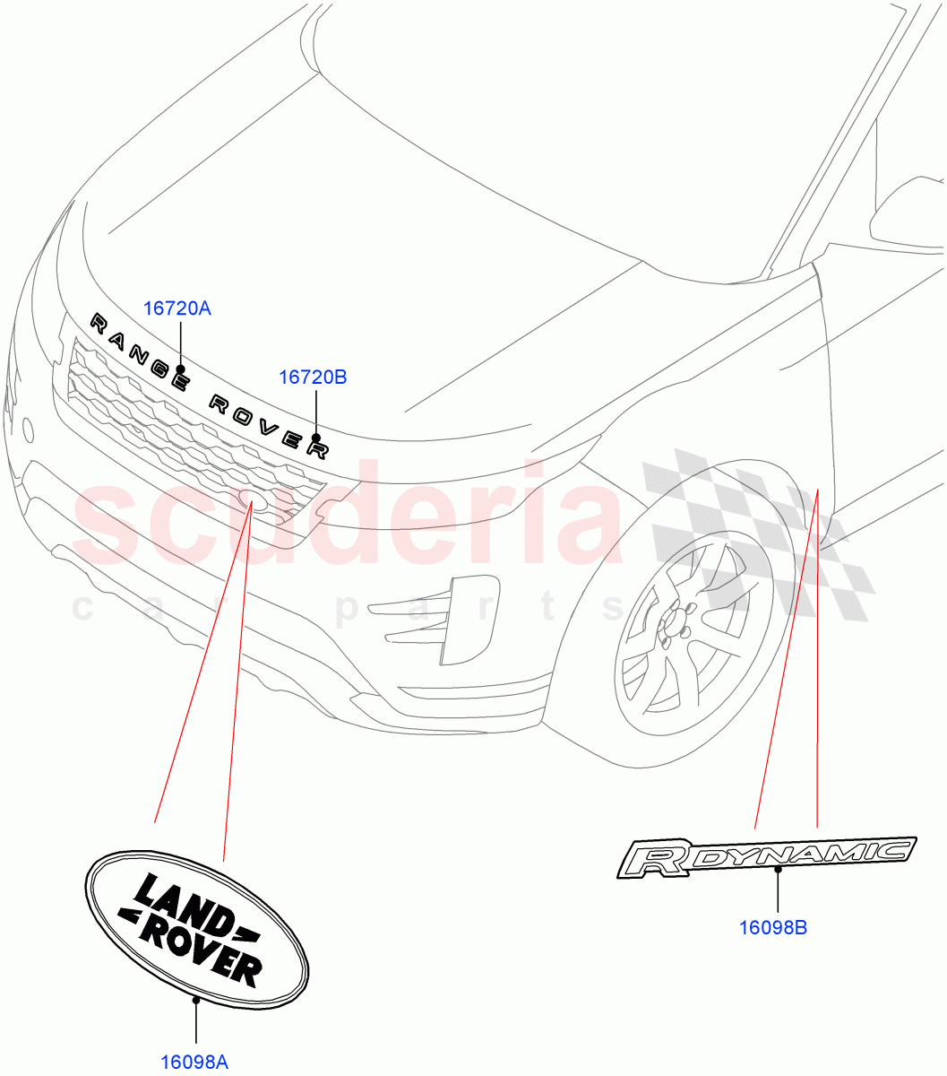 Name Plates(Front Section)(Changsu (China)) of Land Rover Land Rover Range Rover Evoque (2019+) [2.0 Turbo Diesel AJ21D4]