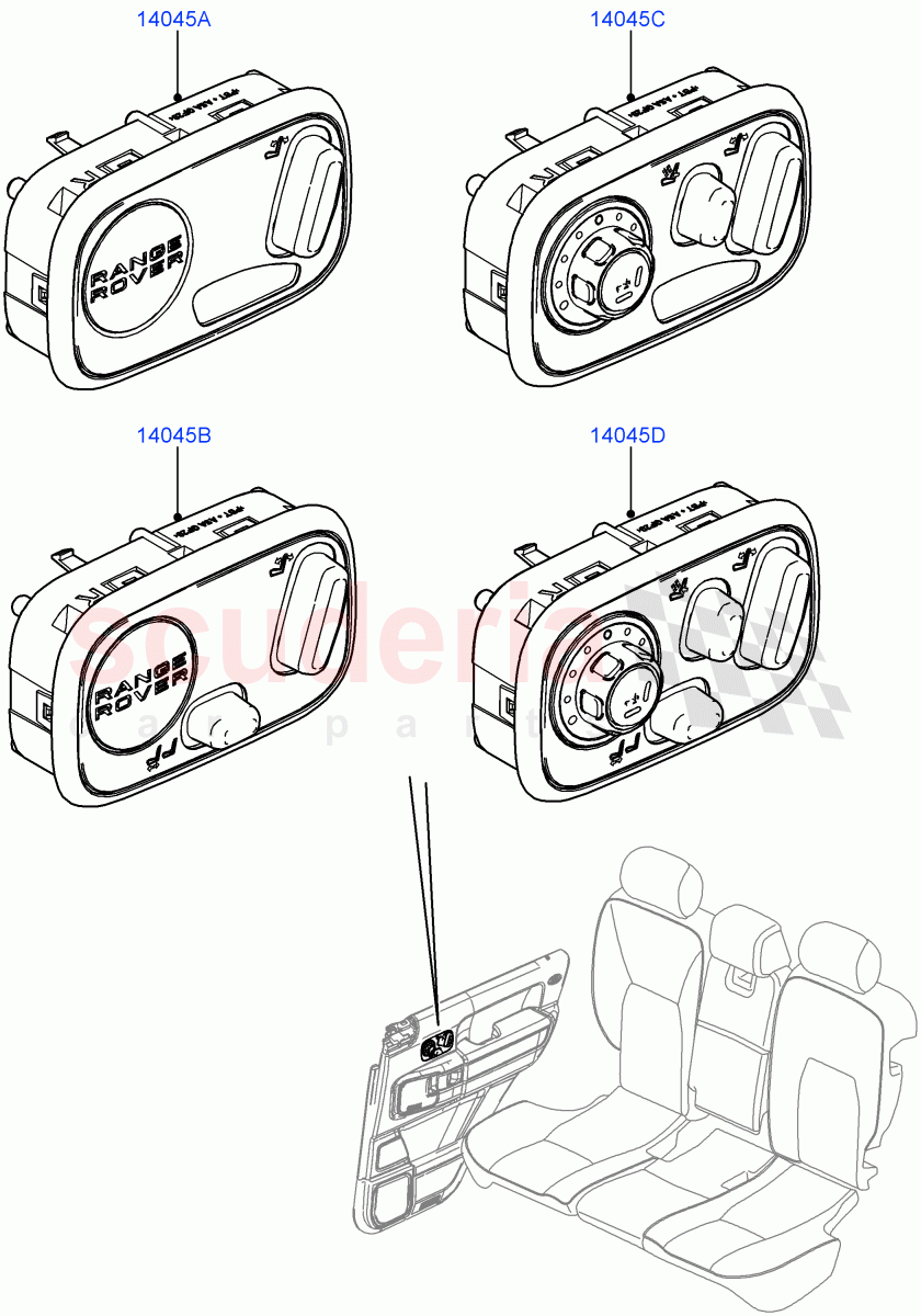 Switches(Rear Seat)(With Power Rear Seat Recliner)((V)FROMAA000001) of Land Rover Land Rover Range Rover (2010-2012) [4.4 DOHC Diesel V8 DITC]