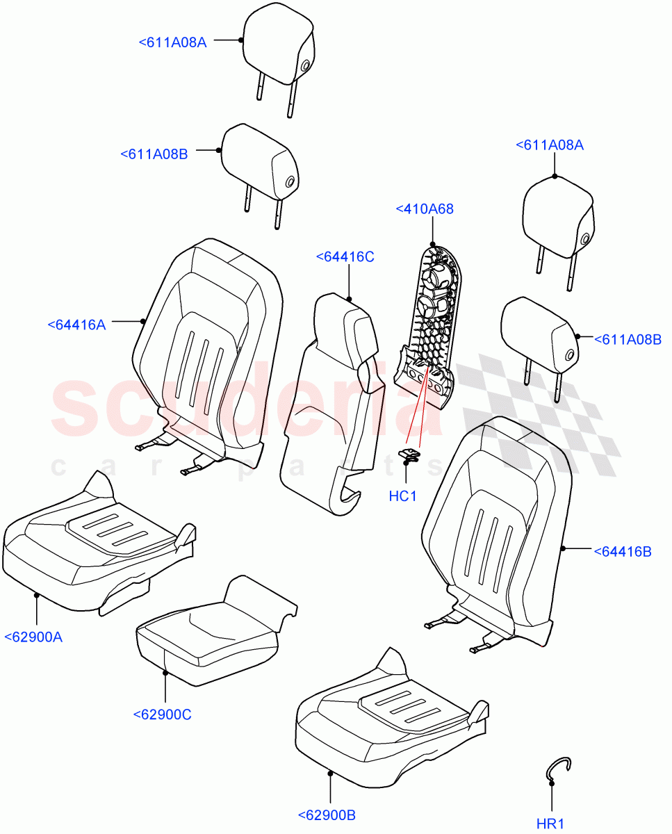 Front Seat Covers(Standard Wheelbase,Ebony Black/Ebony Black Interior,Grained Cloth,Short Wheelbase) of Land Rover Land Rover Defender (2020+) [2.0 Turbo Diesel]