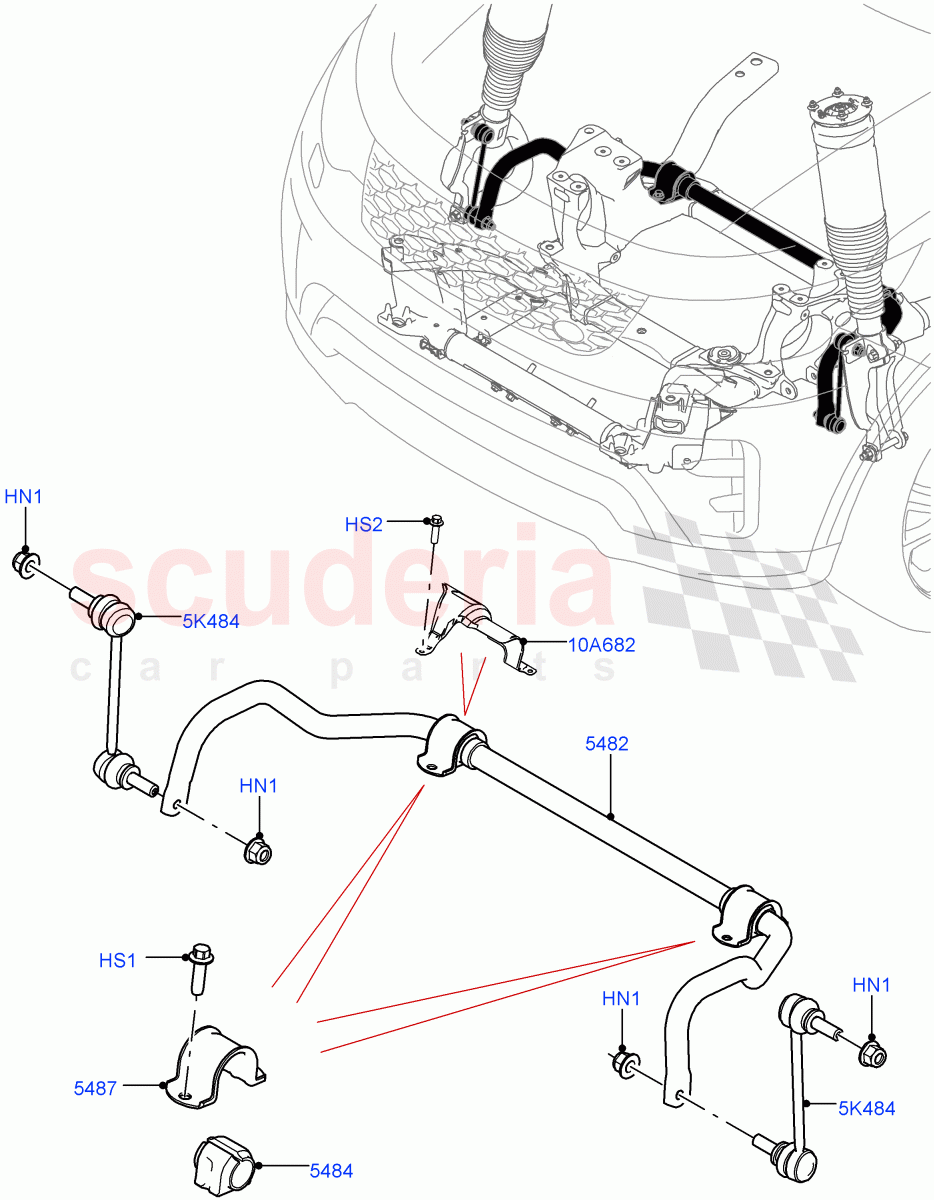 Front Cross Member & Stabilizer Bar (Nitra Plant Build, Conventional Stabilizer Bar) ((V) FROMK2000001) of Land Rover Land Rover Discovery 5 (2017+) [2.0 Turbo Diesel]