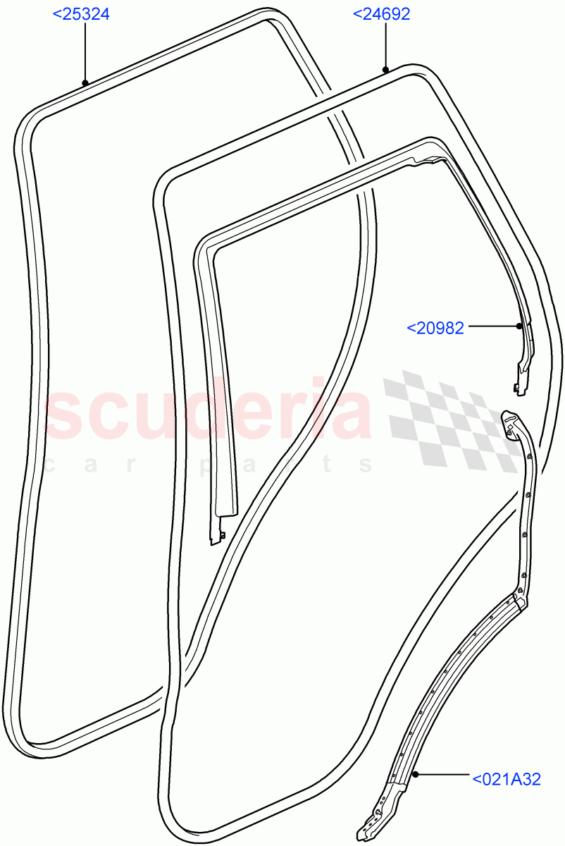 Rear Doors, Hinges & Weatherstrips (Finisher And Seals) ((V) FROMAA000001) of Land Rover Land Rover Range Rover Sport (2010-2013) [5.0 OHC SGDI NA V8 Petrol]