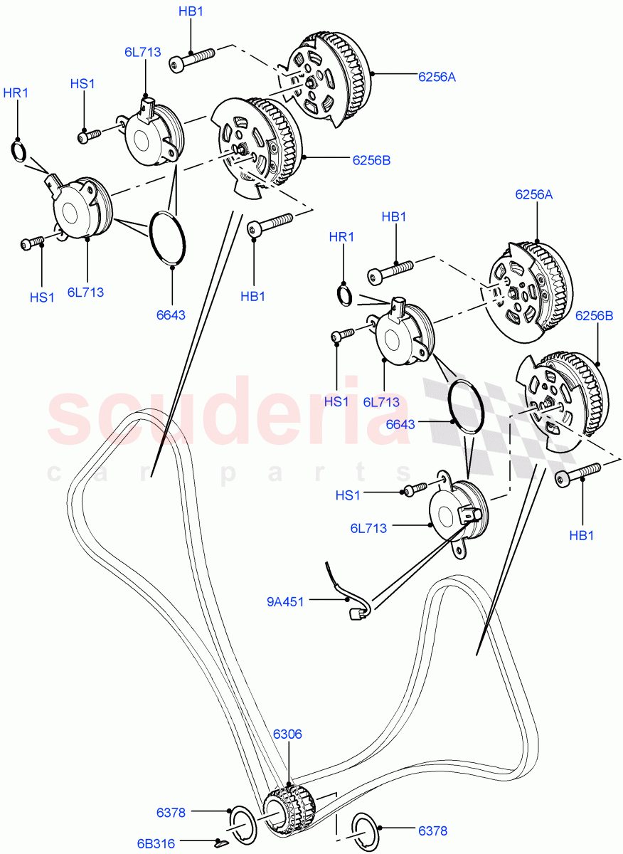Timing Gear (Sprockets, Solenoids) (5.0L OHC SGDI SC V8 Petrol - AJ133, 5.0 Petrol AJ133 DOHC CDA, 5.0L P AJ133 DOHC CDA S/C Enhanced) ((V) FROMAA000001) of Land Rover Land Rover Range Rover (2010-2012) [5.0 OHC SGDI SC V8 Petrol]